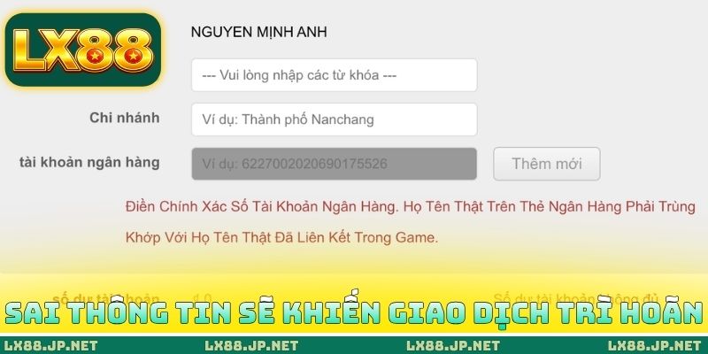Sai thông tin sẽ khiến giao dịch trì hoãn
